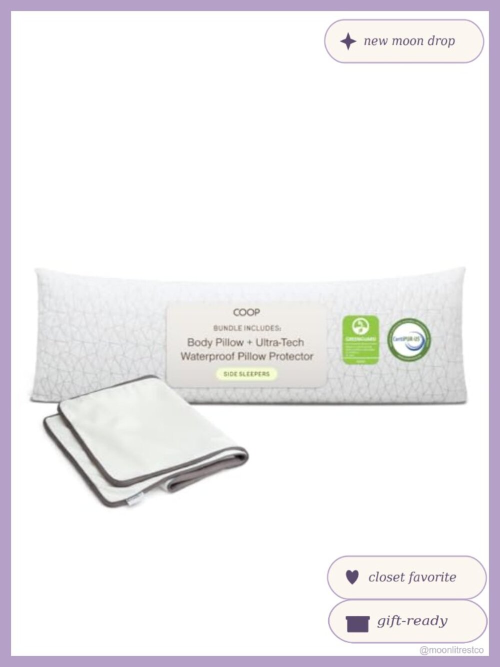 Adjustable Body Pillow Memory Foam & Waterproof Protector Bundle